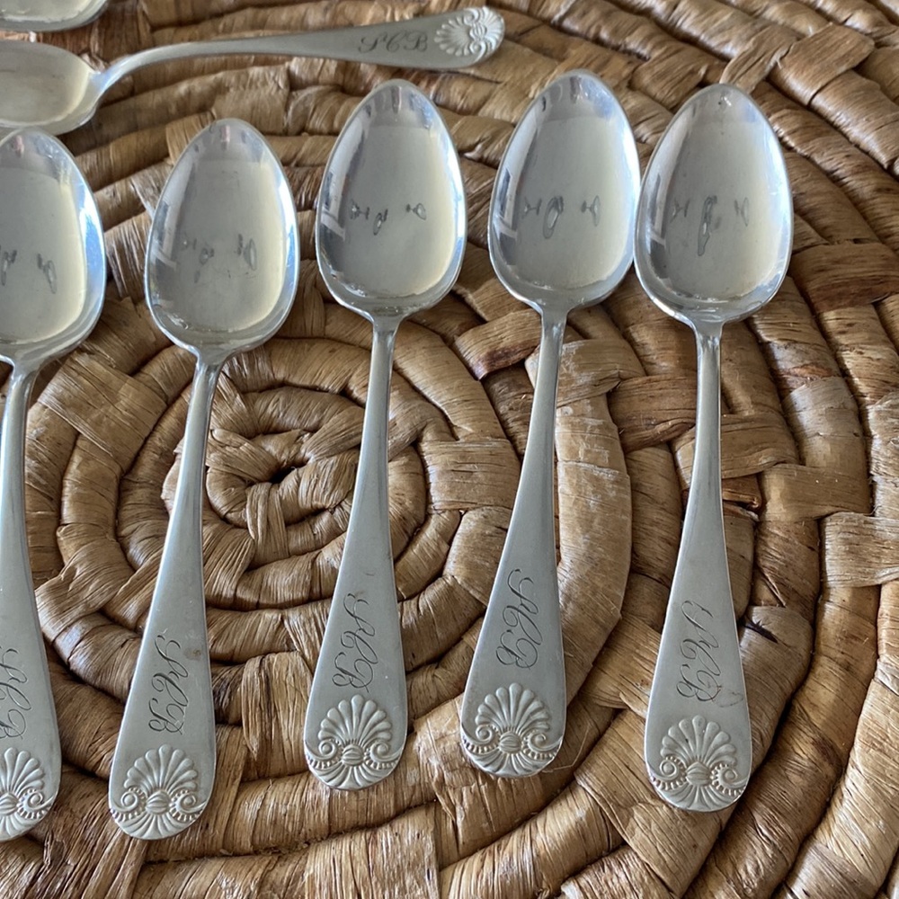 Antique Monogrammed Silver-Tone Teaspoons - Set of 11! - Picture 4 of 11